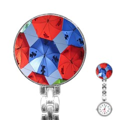 Letters Pattern Folding Umbrellas 2 Stainless Steel Nurses Watch by artworkshop