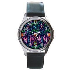 Pattern Nature Design Round Metal Watch by artworkshop