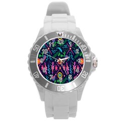 Pattern Nature Design Round Plastic Sport Watch (l) by artworkshop