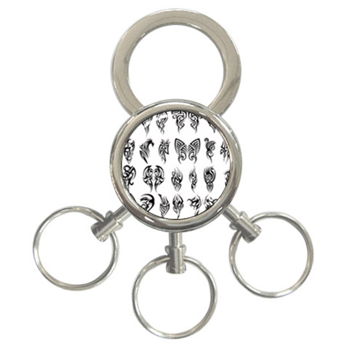 Tattoo Pattern Coin Purse 3-Ring Key Chain