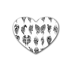 Tattoo Pattern Coin Purse Rubber Coaster (heart) by artworkshop