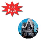 Winter Village Snow Brick Buildings 1  Mini Buttons (100 Pack)  by artworkshop