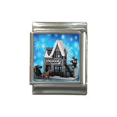 Winter Village Snow Brick Buildings Italian Charm (13mm) by artworkshop