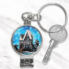 Winter Village Snow Brick Buildings Nail Clippers Key Chain by artworkshop