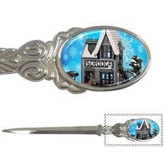 Winter Village Snow Brick Buildings Letter Opener