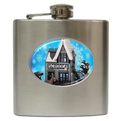 Winter Village Snow Brick Buildings Hip Flask (6 Oz)