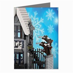 Winter Village Snow Brick Buildings Greeting Cards (pkg Of 8)