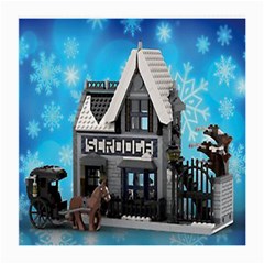 Winter Village Snow Brick Buildings Medium Glasses Cloth by artworkshop