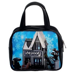 Winter Village Snow Brick Buildings Classic Handbag (two Sides) by artworkshop