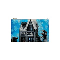 Winter Village Snow Brick Buildings Cosmetic Bag (small) by artworkshop