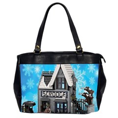 Winter Village Snow Brick Buildings Oversize Office Handbag (2 Sides) by artworkshop