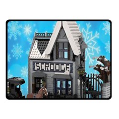 Winter Village Snow Brick Buildings Fleece Blanket (small) by artworkshop