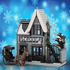 Winter Village Snow Brick Buildings Play Mat (square) by artworkshop