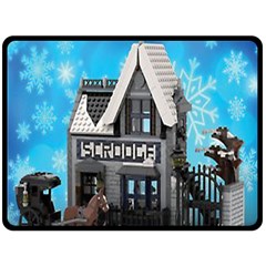 Winter Village Snow Brick Buildings Fleece Blanket (large) by artworkshop