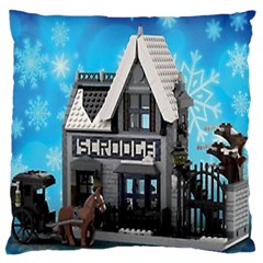 Winter Village Snow Brick Buildings Large Cushion Case (two Sides) by artworkshop