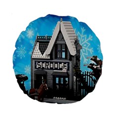 Winter Village Snow Brick Buildings Standard 15  Premium Round Cushions by artworkshop