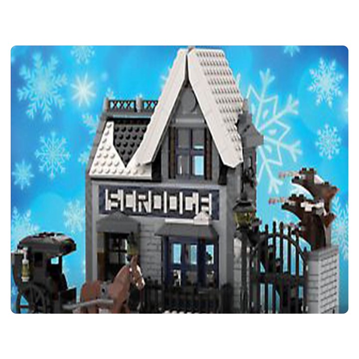 Winter Village Snow Brick Buildings Double Sided Flano Blanket (Medium)