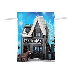 Winter Village Snow Brick Buildings Lightweight Drawstring Pouch (m) by artworkshop