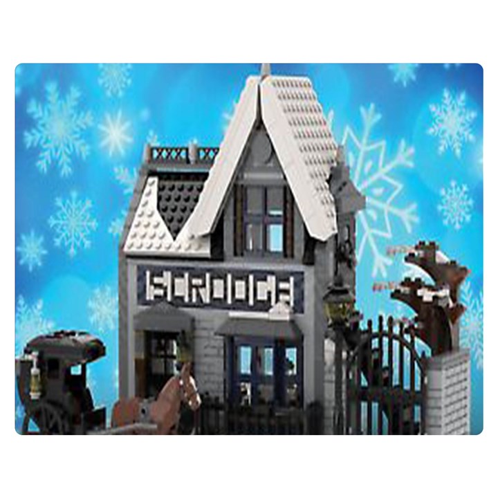 Winter Village Snow Brick Buildings Flano Blanket (Medium)