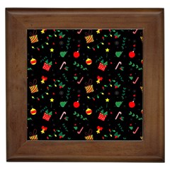 Christmas Pattern Texture Colorful Wallpaper Framed Tile by Ravend