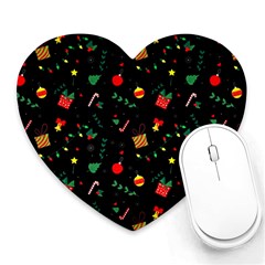 Christmas Pattern Texture Colorful Wallpaper Heart Mousepad by Ravend