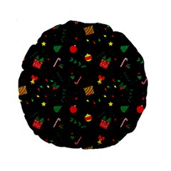 Christmas Pattern Texture Colorful Wallpaper Standard 15  Premium Round Cushions by Ravend