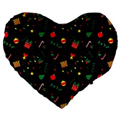 Christmas Pattern Texture Colorful Wallpaper Large 19  Premium Heart Shape Cushions by Ravend