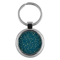 Star Golden Pattern Christmas Design White Gold Key Chain (round) by Ravend