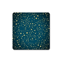 Star Golden Pattern Christmas Design White Gold Square Magnet by Ravend