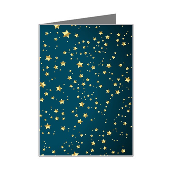 Star Golden Pattern Christmas Design White Gold Mini Greeting Card