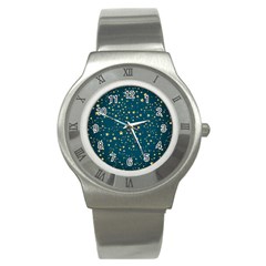 Star Golden Pattern Christmas Design White Gold Stainless Steel Watch by Ravend