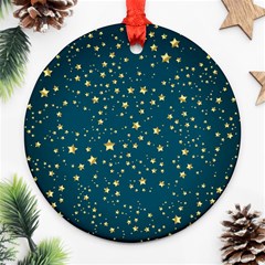 Star Golden Pattern Christmas Design White Gold Round Ornament (two Sides)