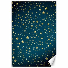 Star Golden Pattern Christmas Design White Gold Canvas 12  X 18  by Ravend