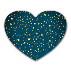 Star Golden Pattern Christmas Design White Gold Heart Mousepad by Ravend