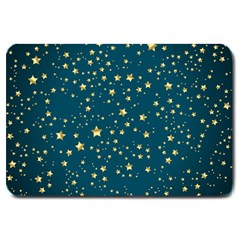 Star Golden Pattern Christmas Design White Gold Large Doormat by Ravend