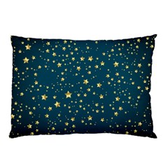 Star Golden Pattern Christmas Design White Gold Pillow Case by Ravend