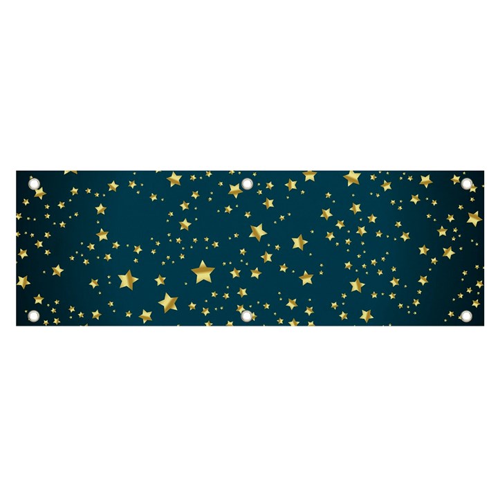 Star Golden Pattern Christmas Design White Gold Banner and Sign 6  x 2 