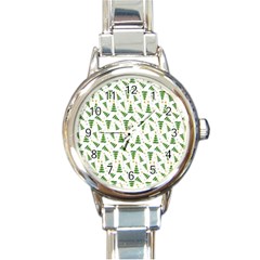 Christmas Tree Pattern Christmas Trees Round Italian Charm Watch