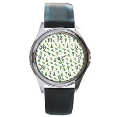 Christmas Tree Pattern Christmas Trees Round Metal Watch