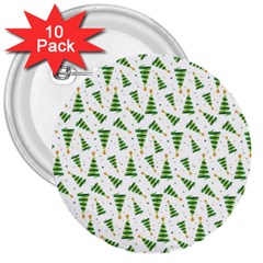 Christmas Tree Pattern Christmas Trees 3  Buttons (10 Pack)  by Ravend