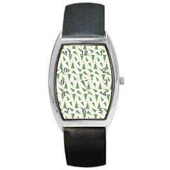 Christmas Tree Pattern Christmas Trees Barrel Style Metal Watch