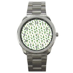 Christmas Tree Pattern Christmas Trees Sport Metal Watch