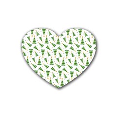 Christmas Tree Pattern Christmas Trees Rubber Coaster (heart) by Ravend