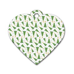 Christmas Tree Pattern Christmas Trees Dog Tag Heart (two Sides) by Ravend