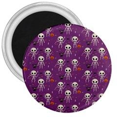 Background Halloween Pattern Pumpkin Skeleton Bat 3  Magnets by Ravend