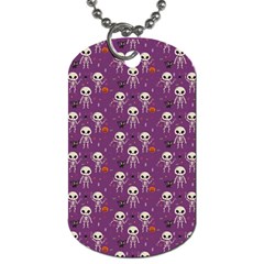 Background Halloween Pattern Pumpkin Skeleton Bat Dog Tag (one Side) by Ravend