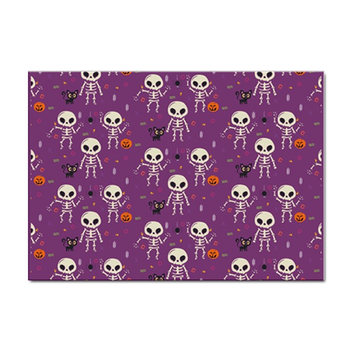 Background Halloween Pattern Pumpkin Skeleton Bat Sticker A4 (10 pack)