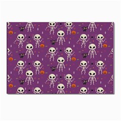 Background Halloween Pattern Pumpkin Skeleton Bat Postcard 4 x 6  (pkg Of 10) by Ravend