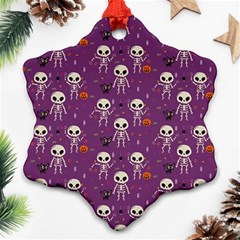 Background Halloween Pattern Pumpkin Skeleton Bat Snowflake Ornament (two Sides) by Ravend