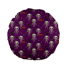 Background Halloween Pattern Pumpkin Skeleton Bat Standard 15  Premium Round Cushions by Ravend